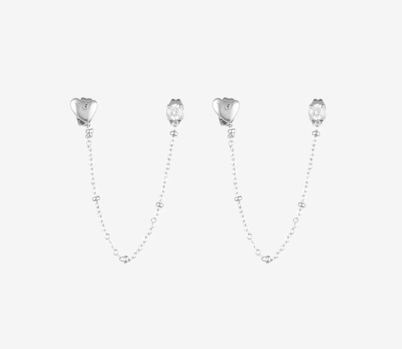 Boucles d’oreilles chaînette avec cœur