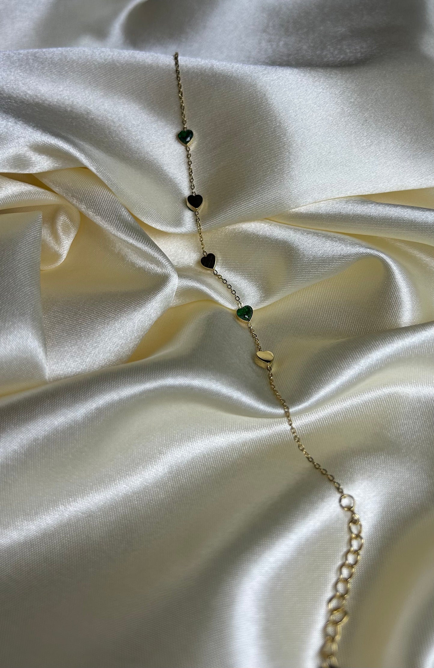 Bracelet à cœur vert en acier inoxydable