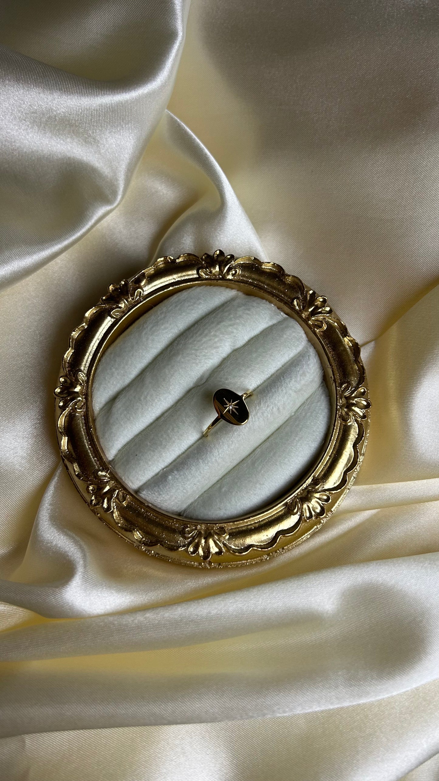 Bague dorée avec étoile diamant en acier inoxydable ajustable