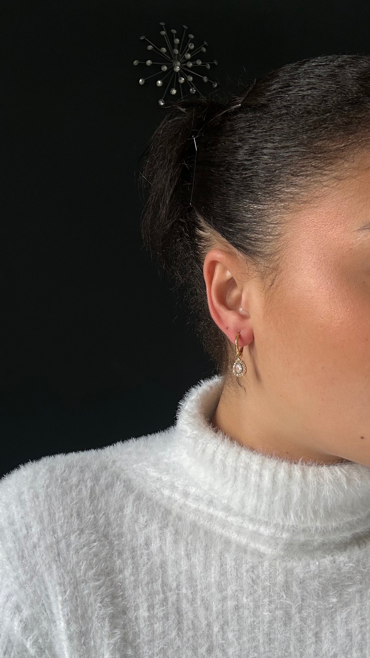 Boucles d'oreilles en acier inoxydable en forme de larmes diamants