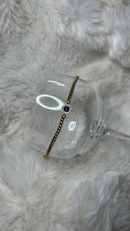 Bracelet bleu en acier inoxydable de couleur dorée