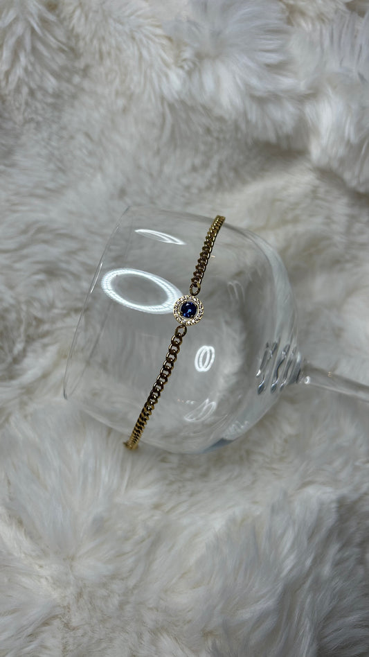 Bracelet bleu en acier inoxydable de couleur dorée