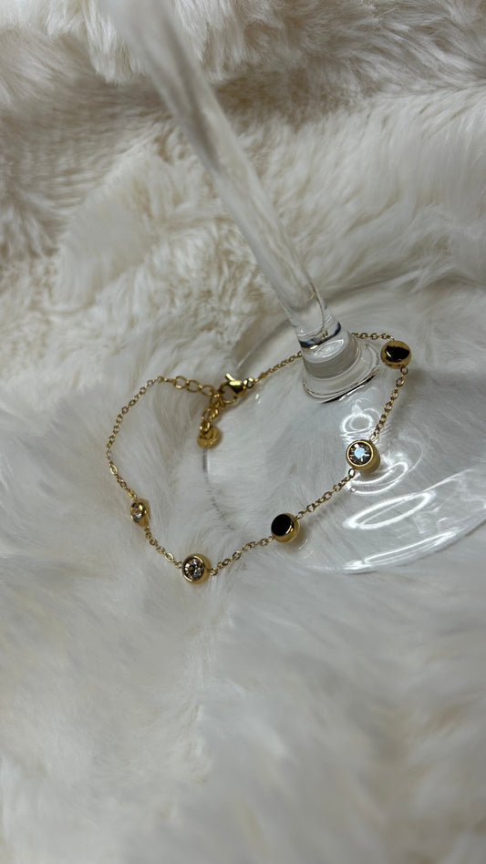 Bracelet en acier inoxydable avec diamant doré