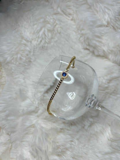 Bracelet bleu en acier inoxydable de couleur dorée