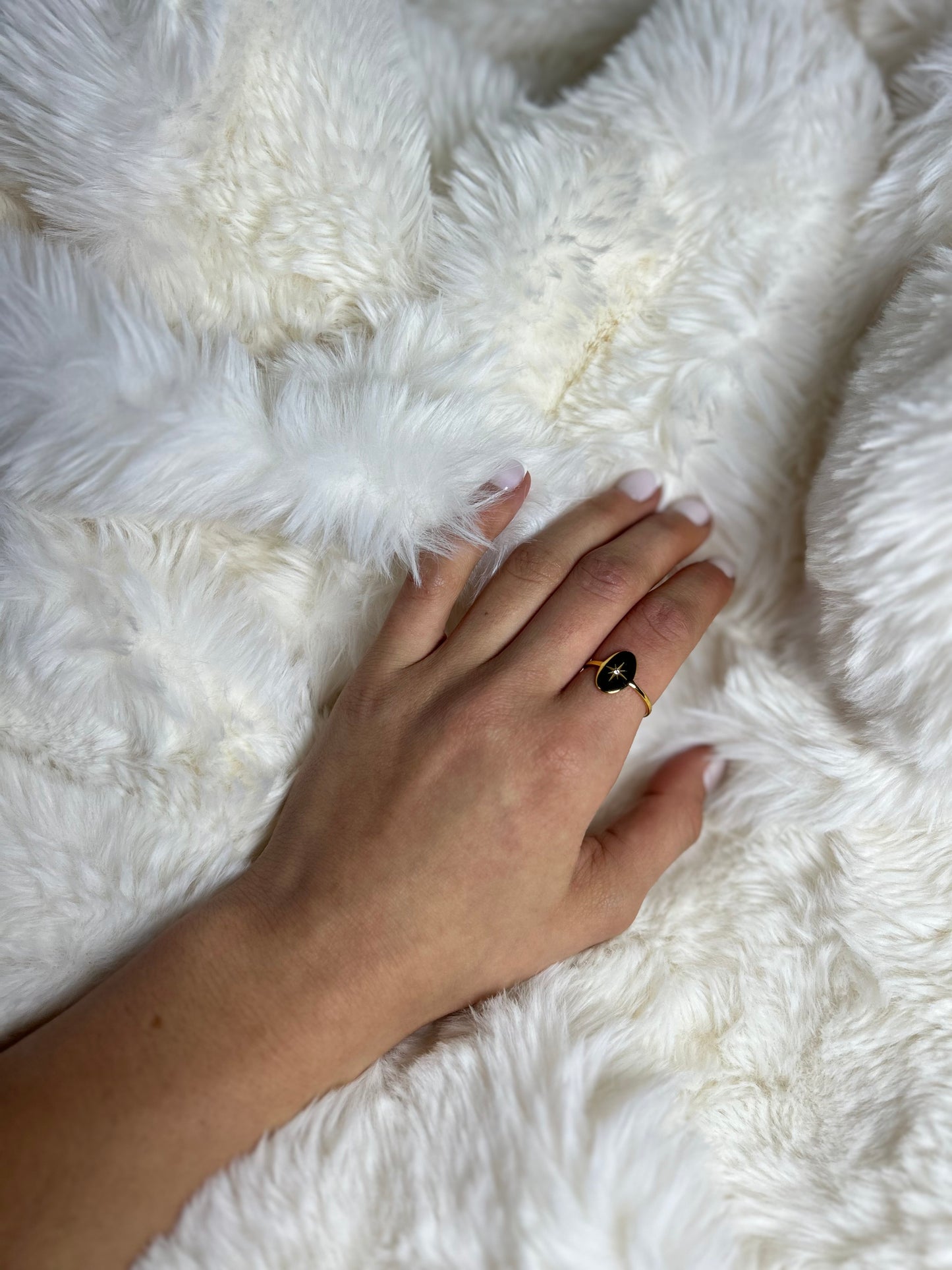 Bague dorée avec étoile diamant en acier inoxydable ajustable