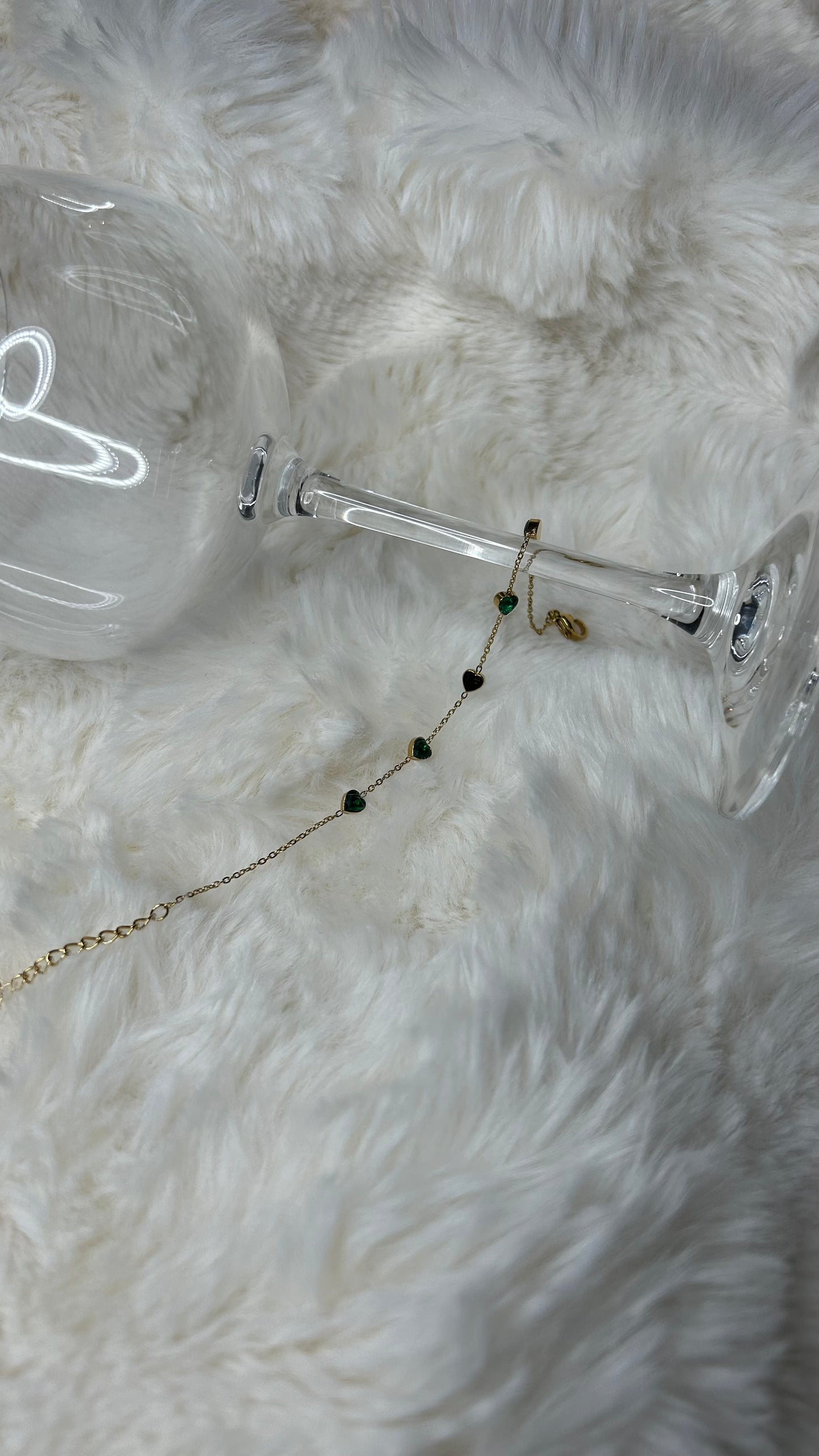 Bracelet à cœur vert en acier inoxydable