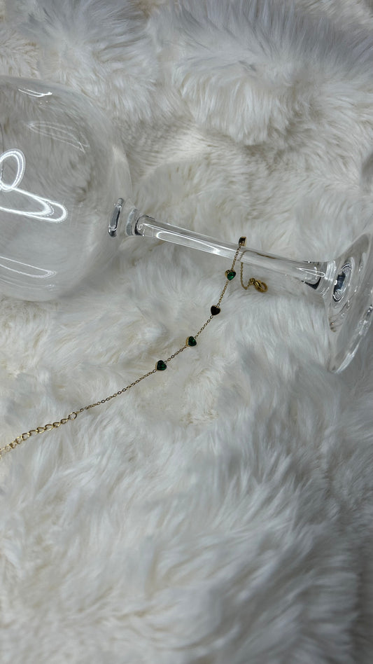 Bracelet à cœur vert en acier inoxydable