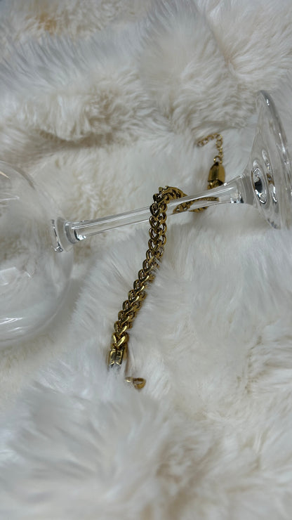 Bracelet en acier inoxydable équipé d'une chaîne en W