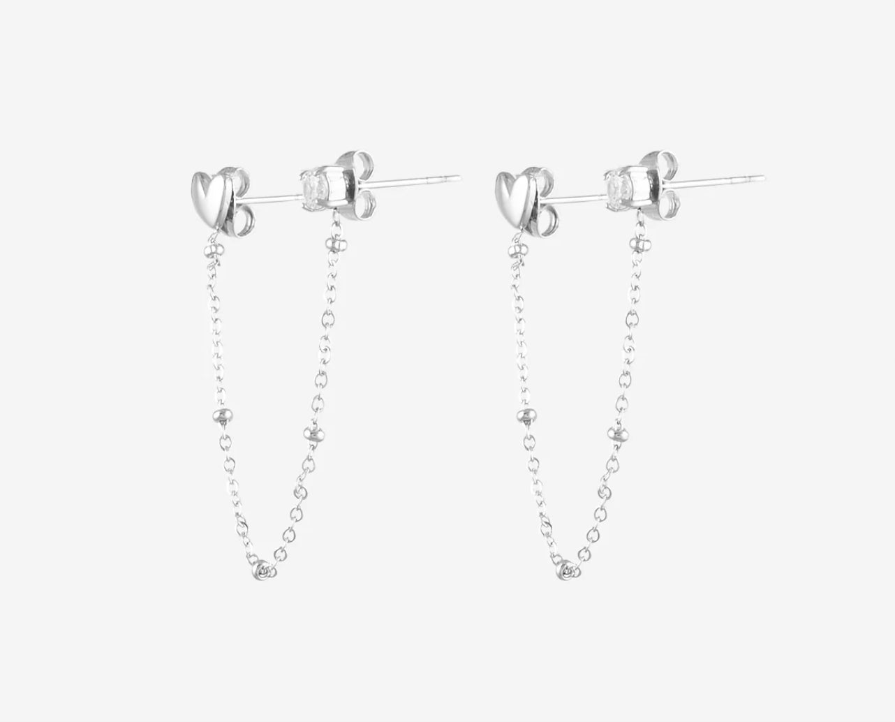 Boucles d’oreilles chaînette avec cœur