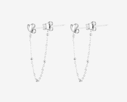 Boucles d’oreilles chaînette avec cœur