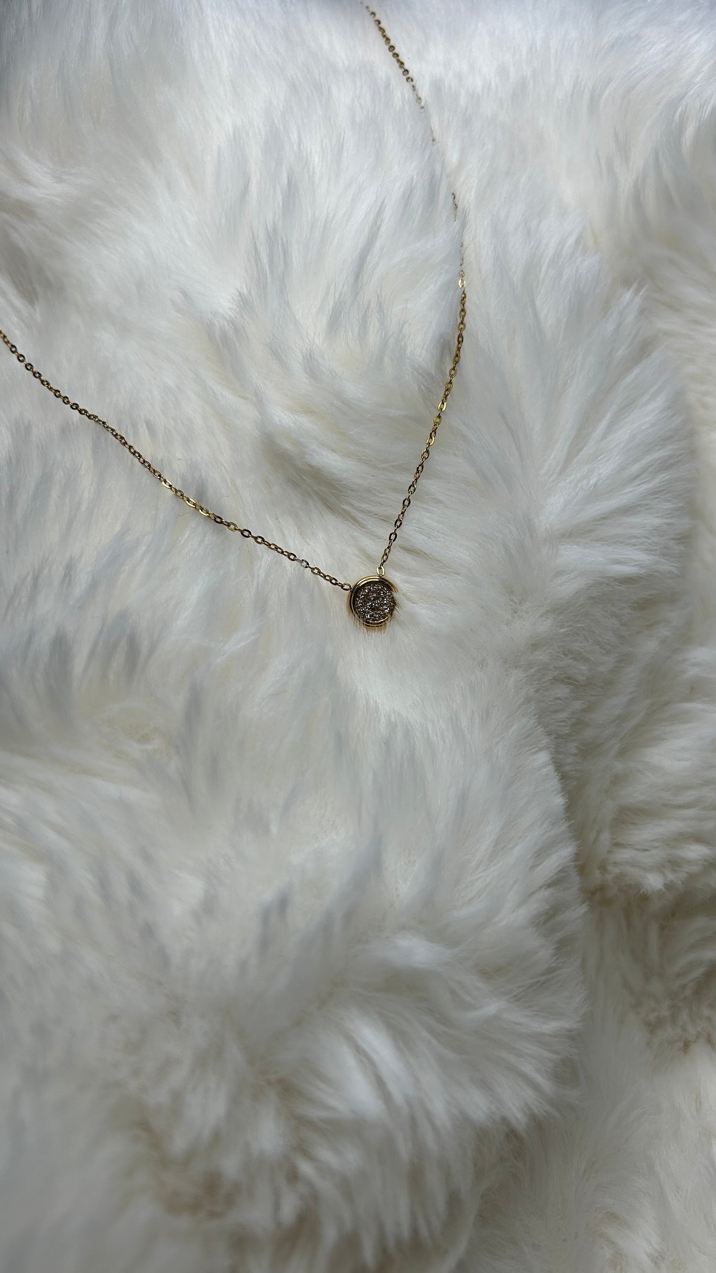 Collier pendentif rond fait de Zirconium et d'acier inoxydable