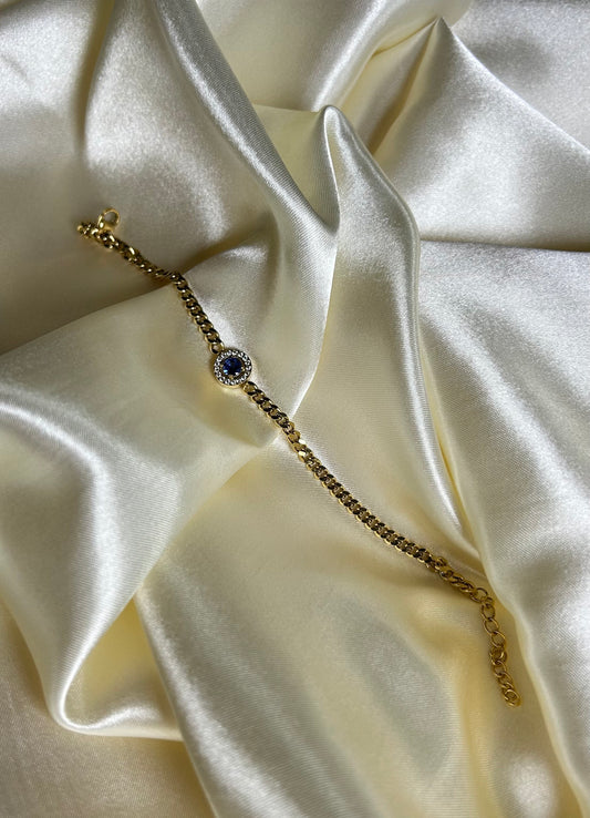 Bracelet bleu en acier inoxydable de couleur dorée