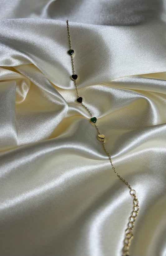 Bracelet à cœur vert en acier inoxydable