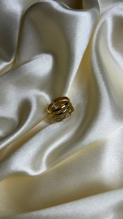 Bague dorée ajustable faite d'acier inoxydable