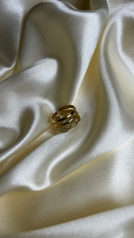 Bague dorée ajustable faite d'acier inoxydable