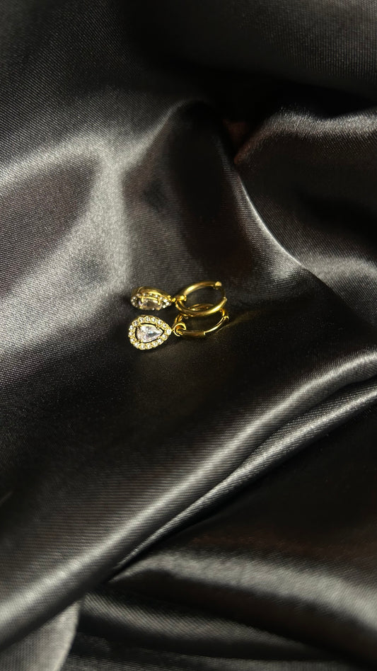 Boucles d'oreilles en acier inoxydable en forme de larmes diamants