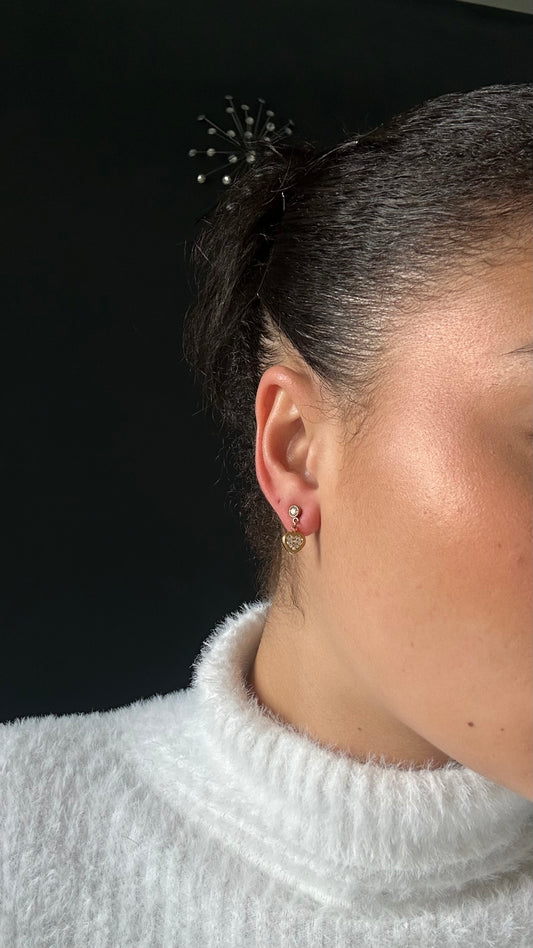 Boucles d'oreilles cœur diamant en acier inoxydable