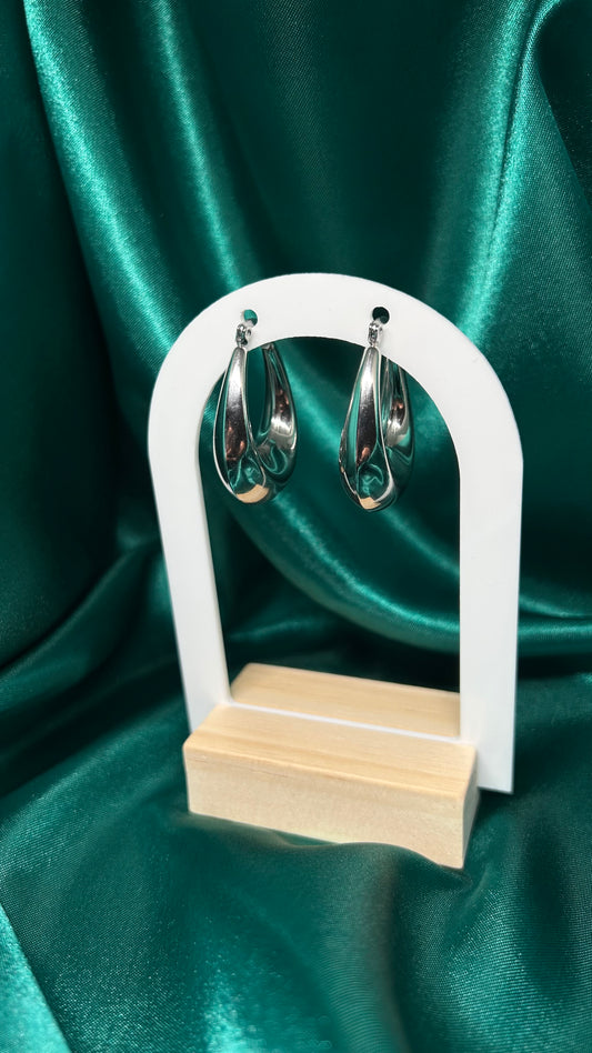 Boucles d'oreilles ovales couleur argenté